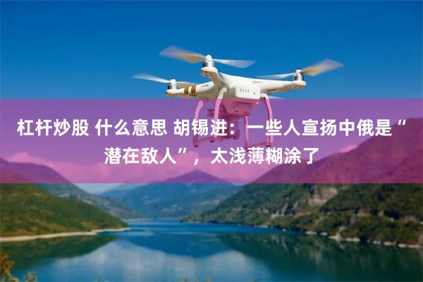 杠杆炒股 什么意思 胡锡进：一些人宣扬中俄是“潜在敌人”，太浅薄糊涂了