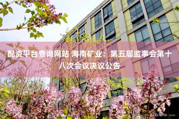 配资平台查询网站 海南矿业：第五届监事会第十八次会议决议公告